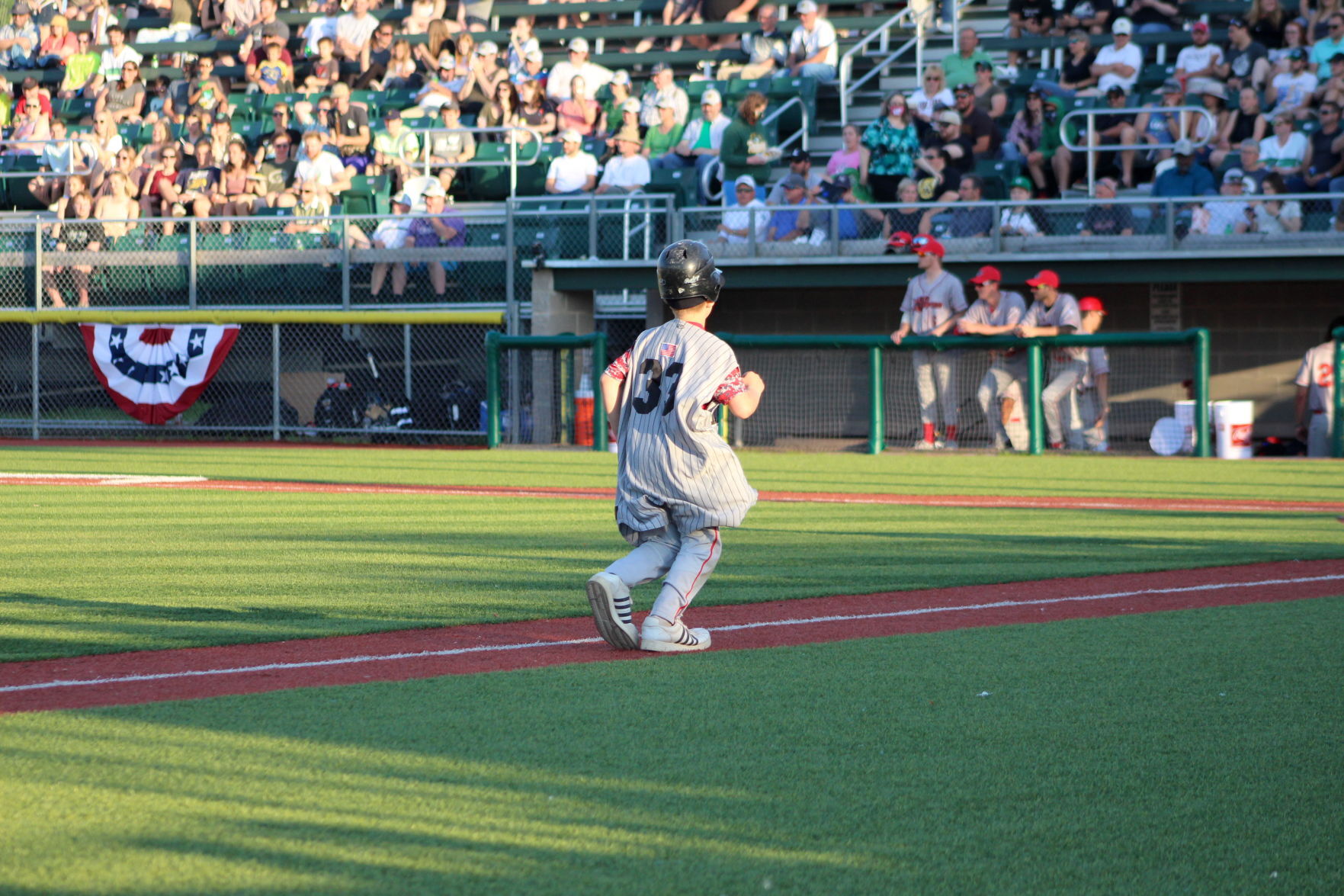 A young fan participates in a race